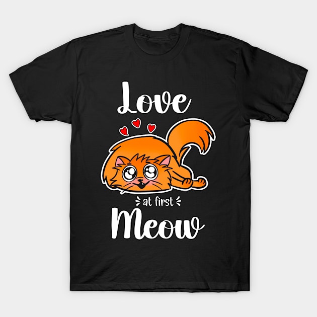 Cute Kitty Love At First Meow T-Shirt by PorcupineTees